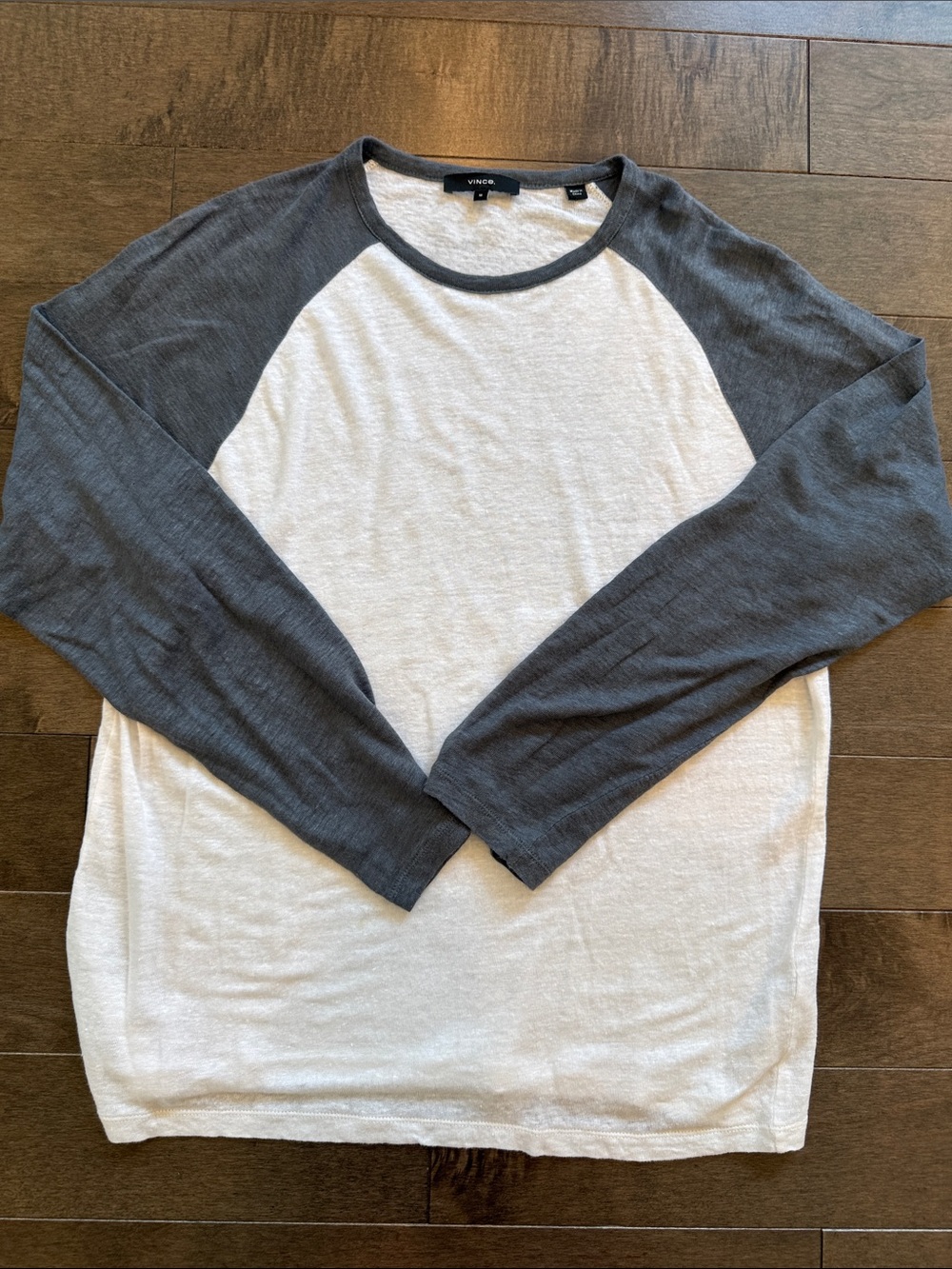 Vince Two-Tone Raglan Long-Sleeve Shirt - White & Gray